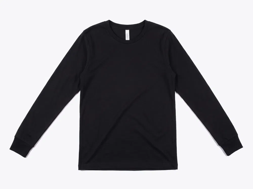 BELLA+CANVAS 3501Y Youth Jersey Long Sleeve Tee in Black
