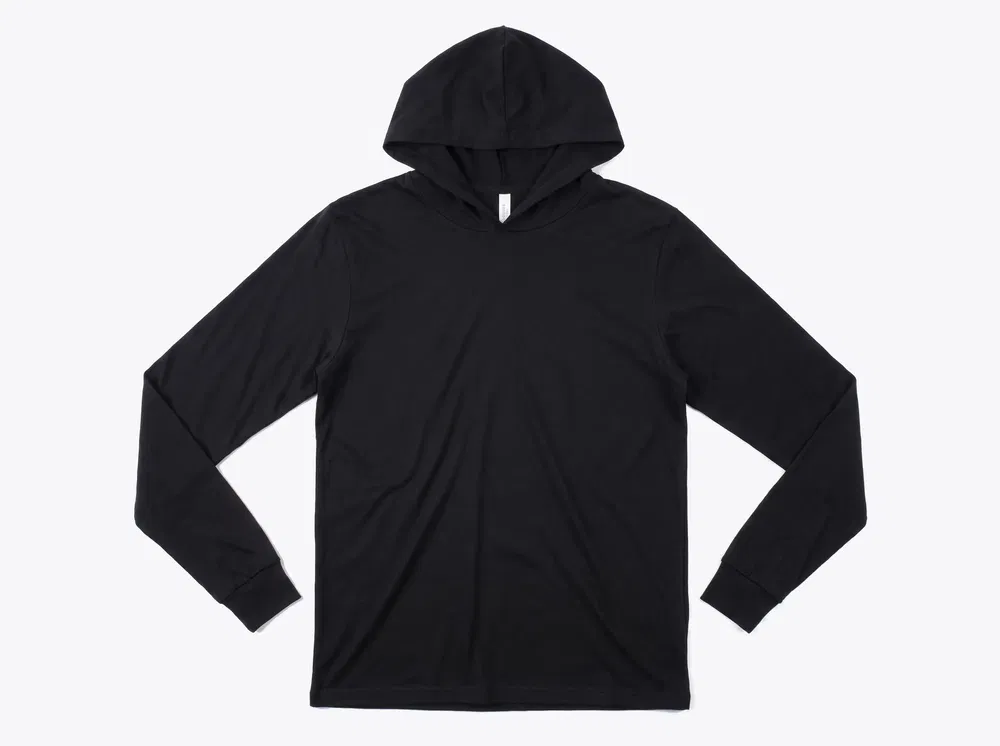 BELLA+CANVAS 3512 Unisex Jersey Long Sleeve Hoodie in Black