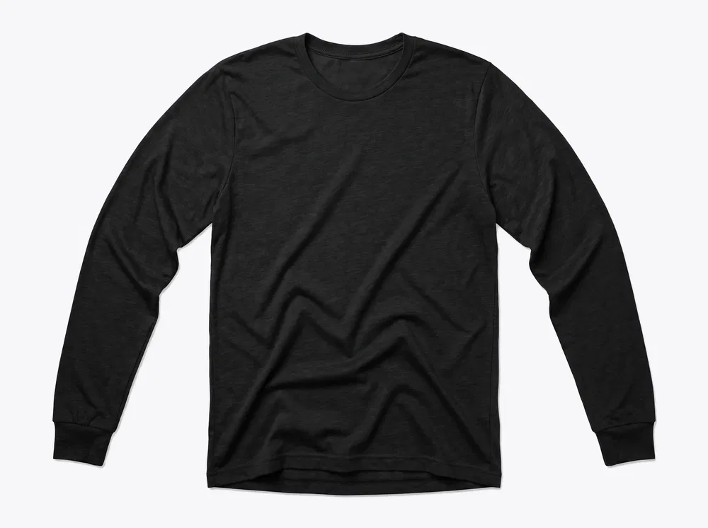 BELLA+CANVAS BC3513 Triblend Long Sleeve Tee in Black Heather Triblend