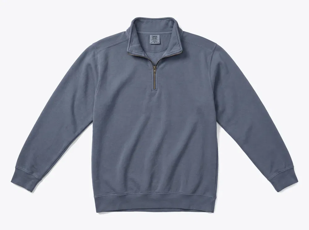 Comfort Colors 1580 Ring Spun 1/4-Zip Sweatshirt in Blue Jean