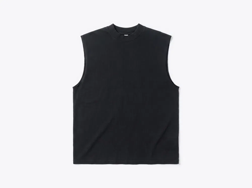 Los Angeles Apparel 1865GD Garment Dye Sleeveless Tee in Black Edge