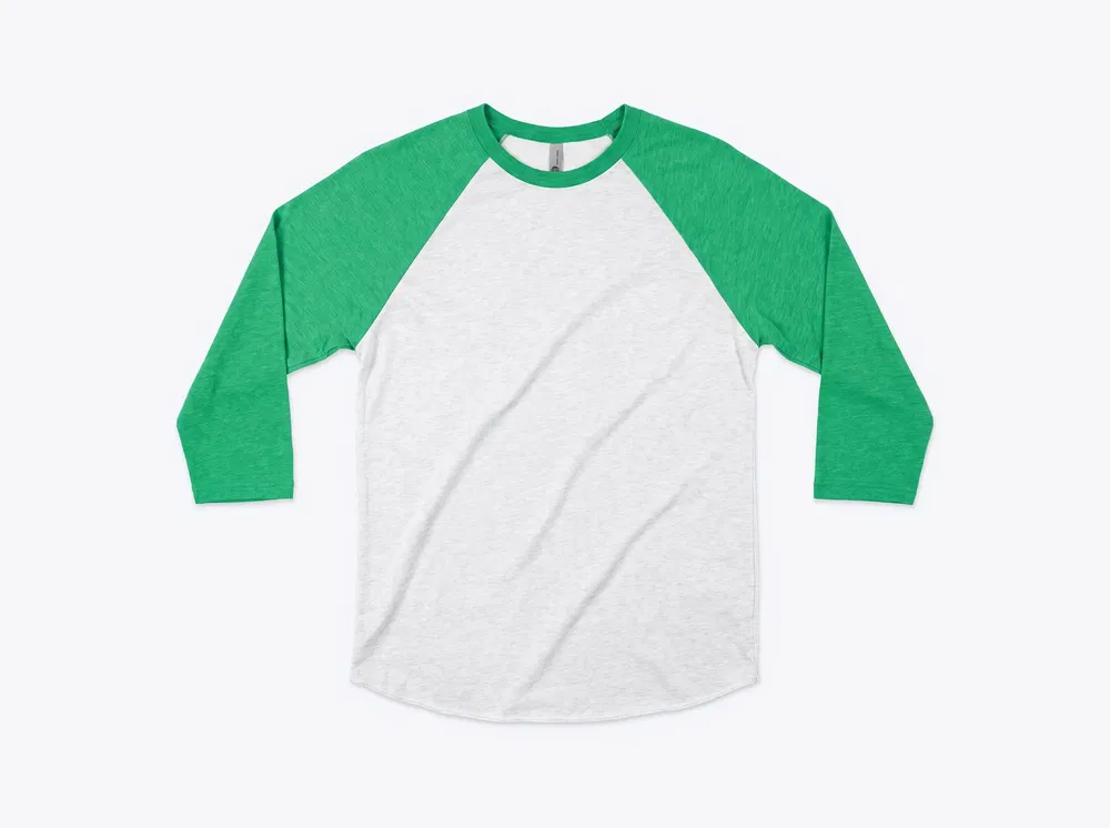 Next Level NL6051 Unisex Triblend 3/4-Sleeve Raglan in Envy/Heather White