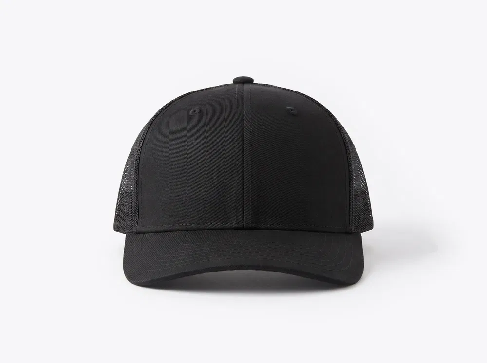 Port Authority C402 Snapback Trucker Cap in Black