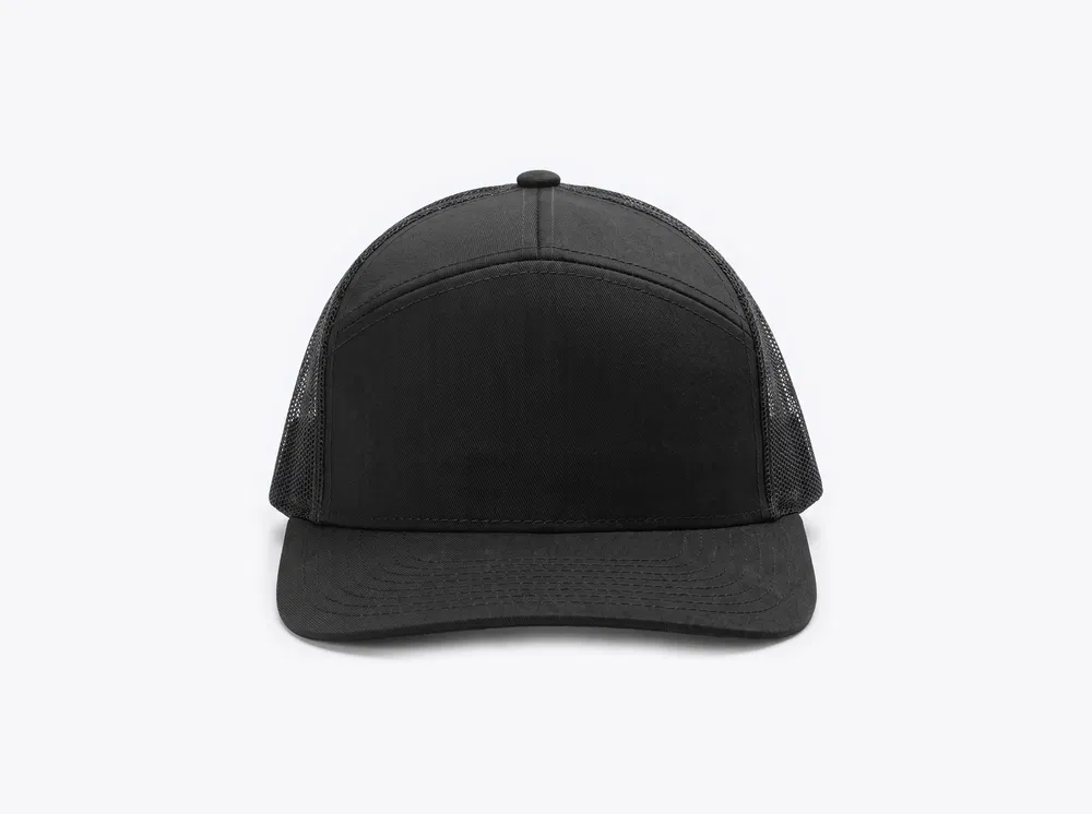 Richardson 168 Seven-Panel Trucker Cap in Black