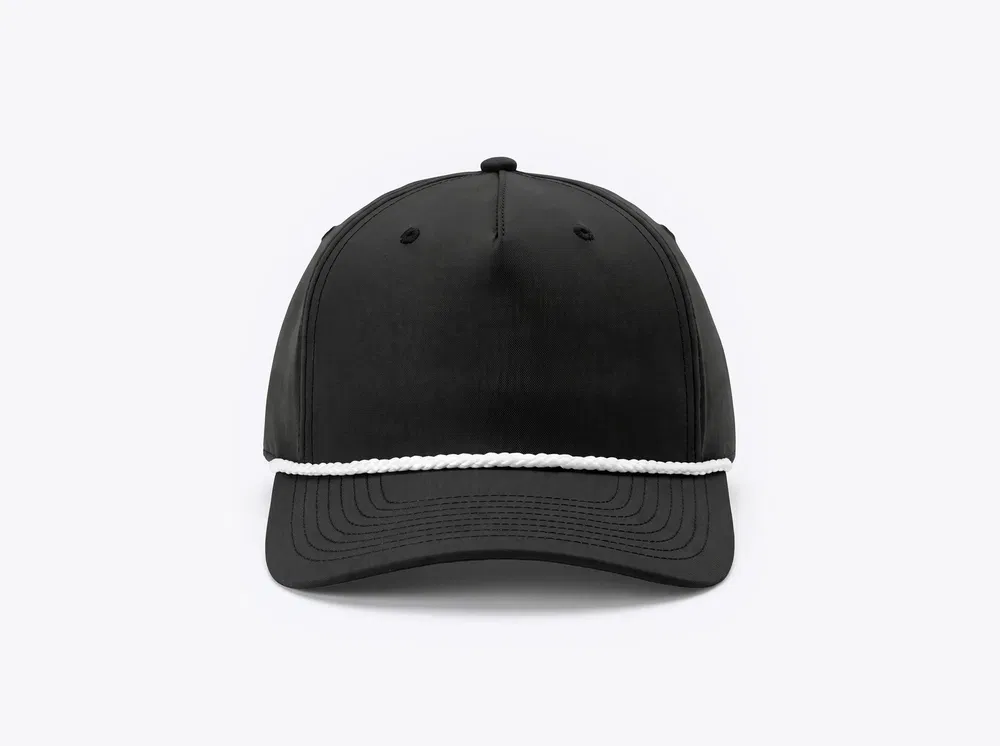 Richardson 258 5-Panel Classic Rope Cap in Black/White