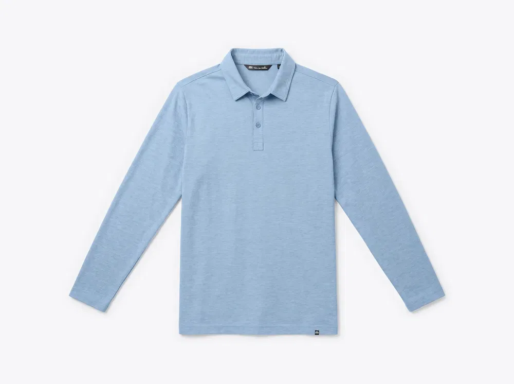 TravisMathew TM1MZ343 Oceanside Heather Long Sleeve Polo in Allure Heather